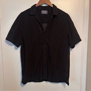 Primark Black Mesh Textured Short Sleeve Shirt